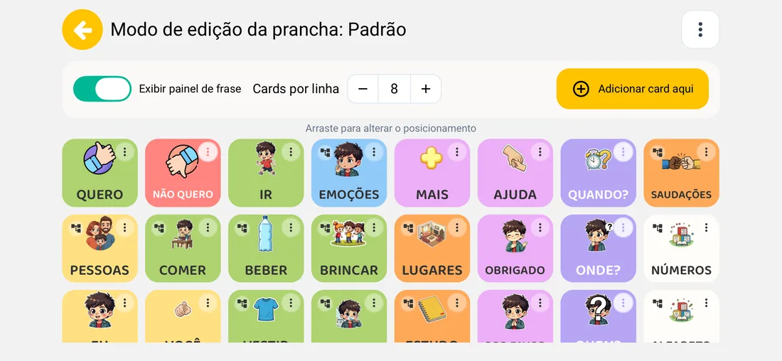 Modo de edição de prancha do Autkids